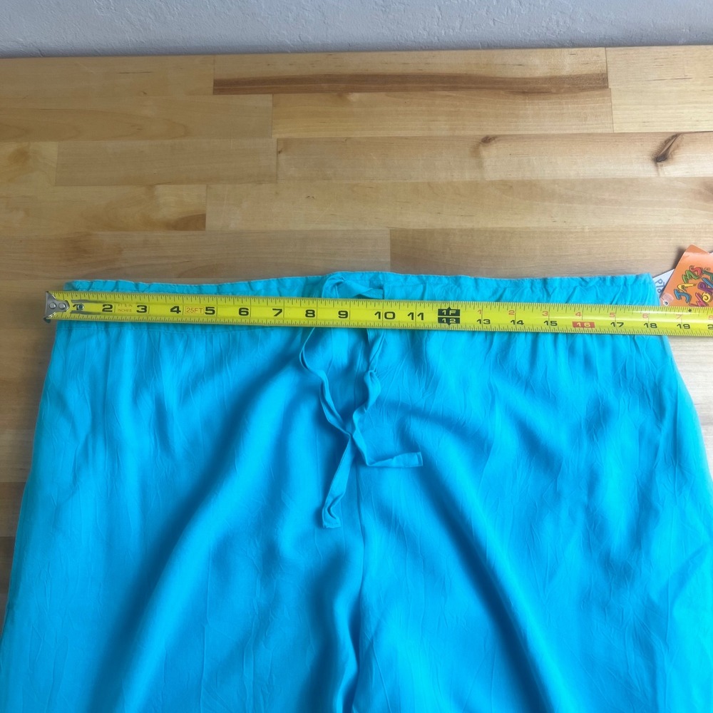 Jams World Pants Solid Rayon Cyan Blue Curacao Womens Size XL New Wide Leg - Picture 10 of 15